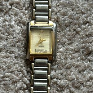 Paolo Gucci women’s vintage two tone silver/gold tank watch one‎ size (working)